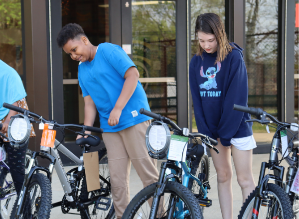  Students check out their new bikes donated by the NSBA